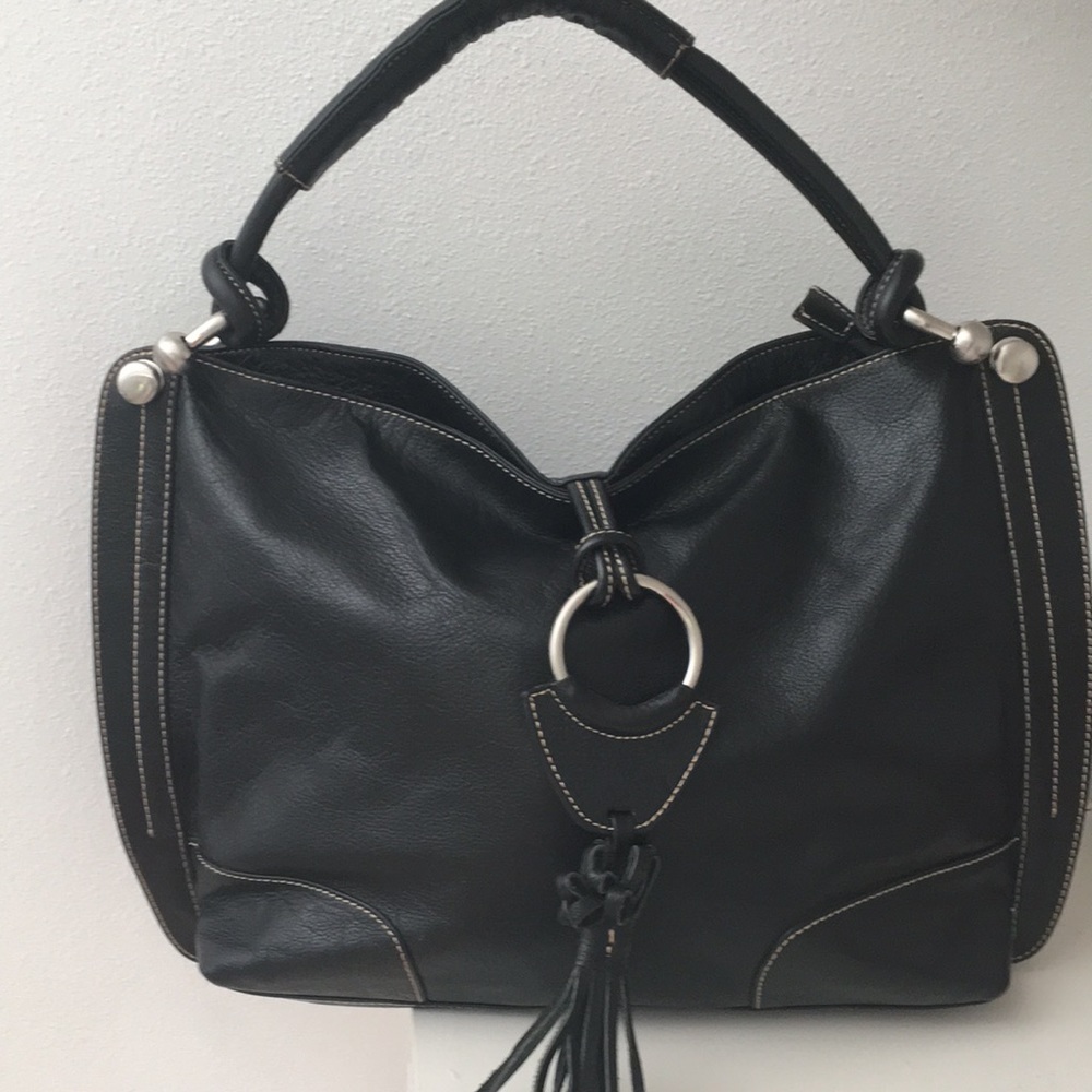 CELSIUS Large Black Leather Shoulder Purse (NWOT)